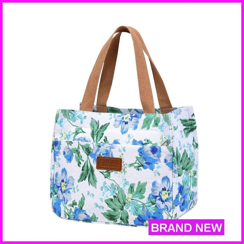 Canvas Tote Bag Small Reusable Eco-Friendly Shopping Handbag Floral Print